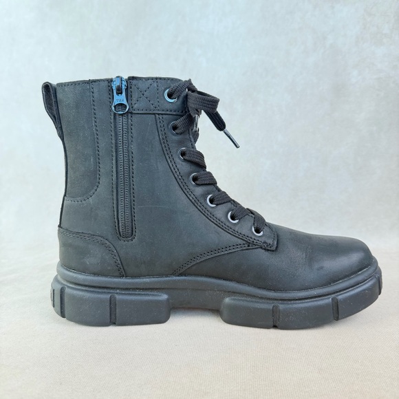 Sorel Explorer Black Leather Lace-Up Combat Boots Side Zip Women size 8 - Picture 4 of 14